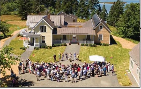 Aerial view of the opening celebration at Southern Harbor House